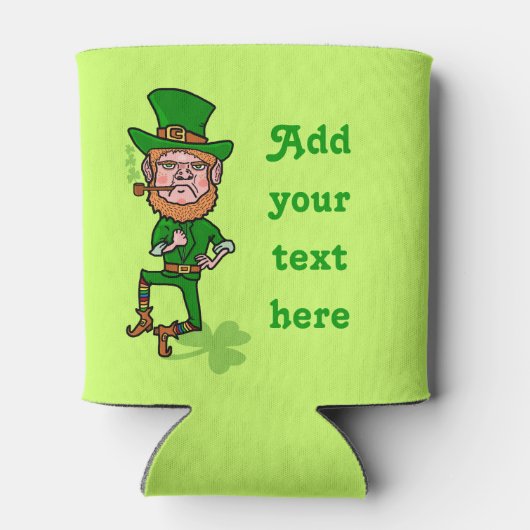 Funny St Patrick's Day Leprechaun Voeg Jouw tekst Blikjeskoeler (Achterkant)
