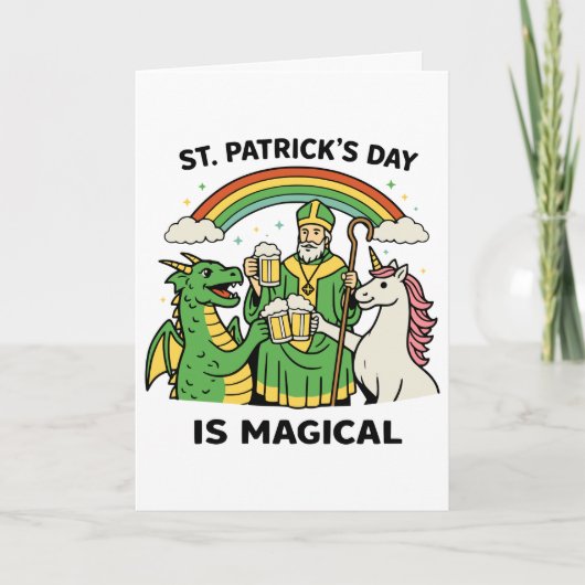 Funny St Patricks Day Magical Dragon Unicorn Beer  Kaart (Voorkant)