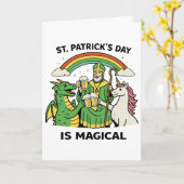 Funny St Patricks Day Magical Dragon Unicorn Beer  Kaart (Gele Bloem)