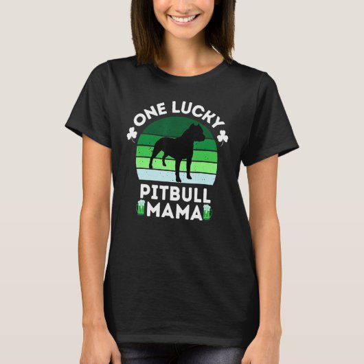 Funny St Patrick's Day One Lucky Pitbull Mama Pitb T-shirt (Voorkant)