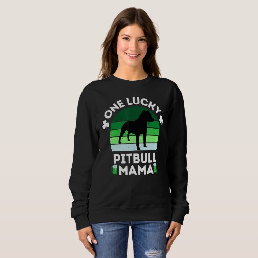 Funny St Patrick's Day One Lucky Pitbull Mama Pitb Trui (Voorkant volledig)