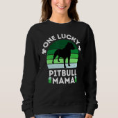 Funny St Patrick's Day One Lucky Pitbull Mama Pitb Trui (Voorkant)