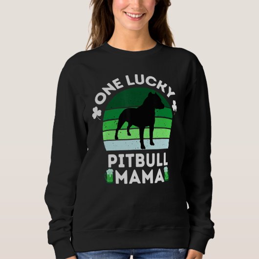 Funny St Patrick's Day One Lucky Pitbull Mama Pitb Trui (Voorkant)
