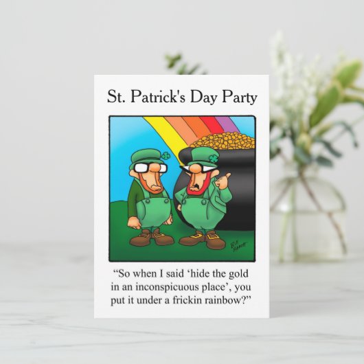 Funny St. Patrick's Day Party Uitnodigingen (Staand voorkant)