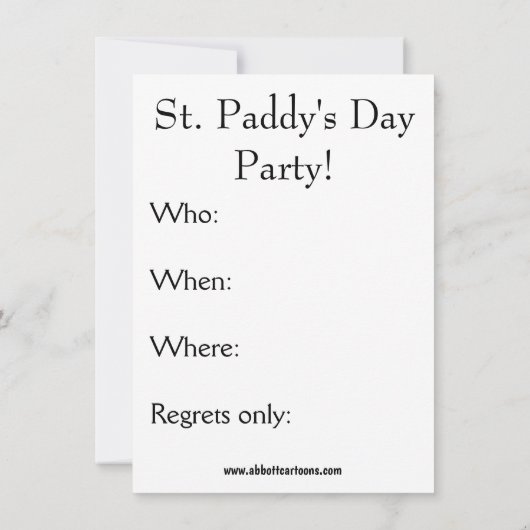 Funny St. Patrick's Day Party Uitnodigingen (Achterkant)