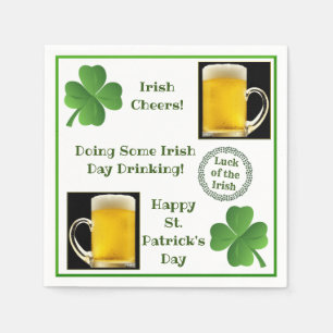 Funny St. Patrick's Day Quotes Beer Shamrock Party Servet