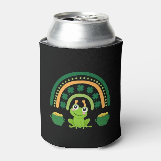 Funny St Patricks Day Schattige Frog Blikjeskoeler (Blikje Voorkant)