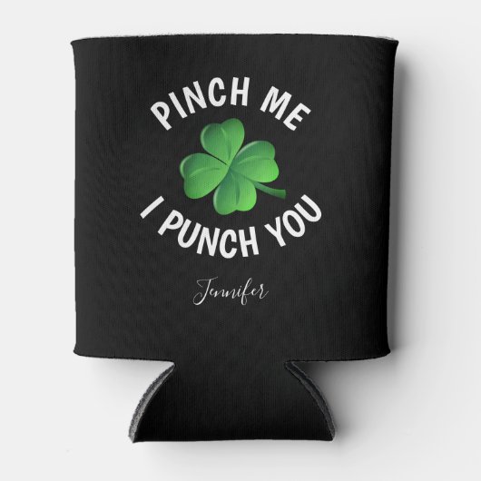 Funny St Patricks Day Shamrock Personalized Name Blikjeskoeler (Voorkant)