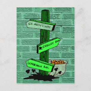 Funny St. Patrick's Day Sign Post Briefkaart