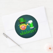 Funny St Patricks Day Sláinte Drink Bieremoji Ronde Sticker (Envelop)