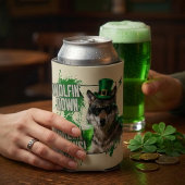 Funny St. Patrick's Day Wolf Can Cooler