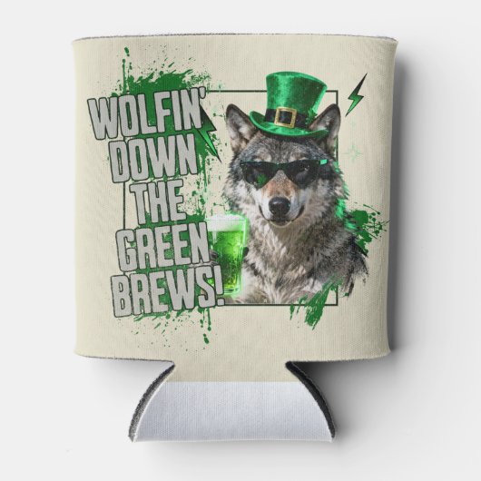 Funny St. Patrick's Day Wolf Can Cooler (Voorkant)