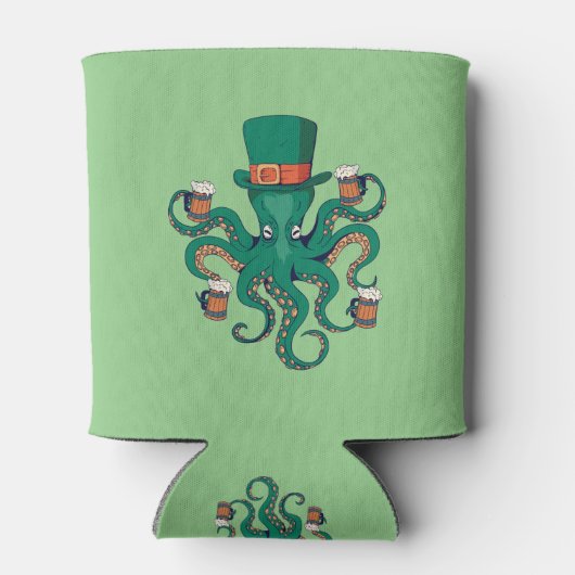 Funny St. Patricks Octopus Blikjeskoeler (Achterkant)