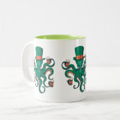 Funny St. Patricks Octopus Tweekleurige Koffiemok (Voorkant links)
