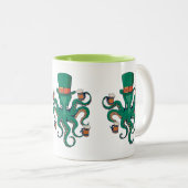 Funny St. Patricks Octopus Tweekleurige Koffiemok (Voorkant rechts)