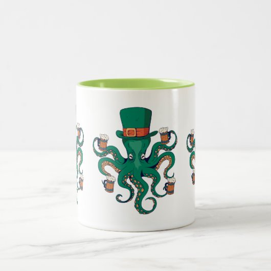 Funny St. Patricks Octopus Tweekleurige Koffiemok (Center)