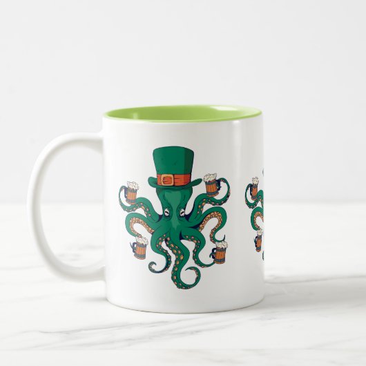 Funny St. Patricks Octopus Tweekleurige Koffiemok (Links)