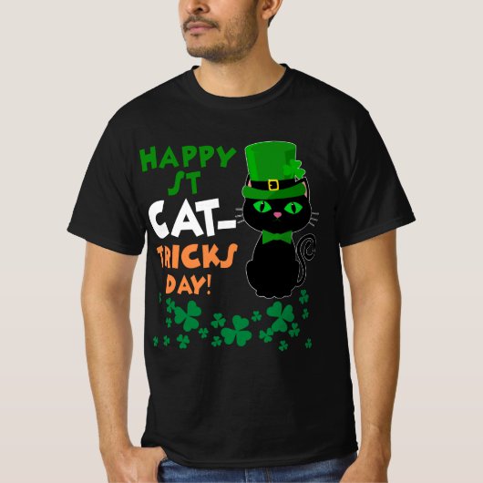 Funny St Pat's Paddy Patrick Day's Happy St Cat Tr T-shirt (Voorkant)