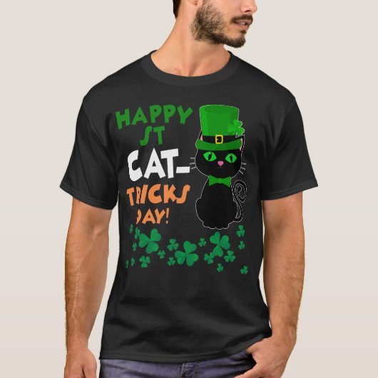 Funny St Pat's Paddy Patrick Day's Happy St Cat Tr T-shirt (Voorkant)
