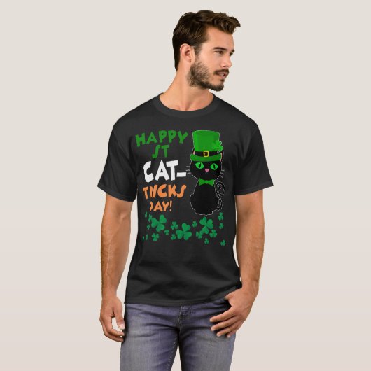 Funny St Pat's Paddy Patrick Day's Happy St Cat Tr T-shirt (Voorkant volledig)