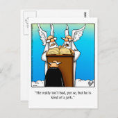 Funny "St. Peter & The Jerk" Humor Briefkaart (Voorkant / Achterkant)