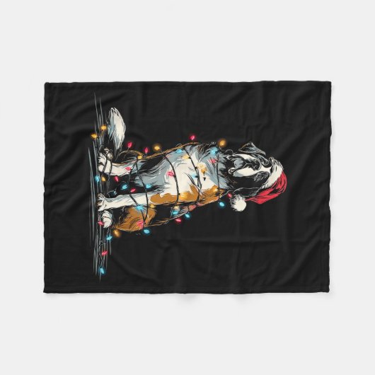 Funny St. Saint Bernard Christmas Graphics Dog Lig Fleece Deken (Voorkant (Horizontaal))
