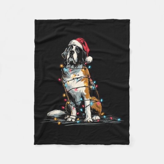 Funny St. Saint Bernard Christmas Graphics Dog Lig Fleece Deken (Voorkant)