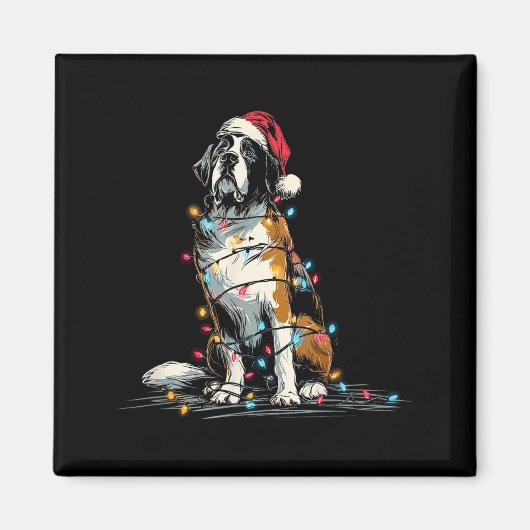Funny St. Saint Bernard Christmas Graphics Dog Lig Magneet (Voorkant)