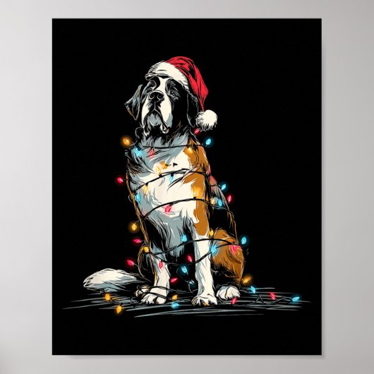 Funny St. Saint Bernard Christmas Graphics Dog Lig Poster (Voorkant)
