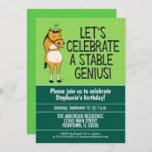Funny Stable Genius Horse Birthday Party Kaart (Voorkant / Achterkant)