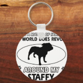 Funny staffy design sleutelhanger (Voorkant)