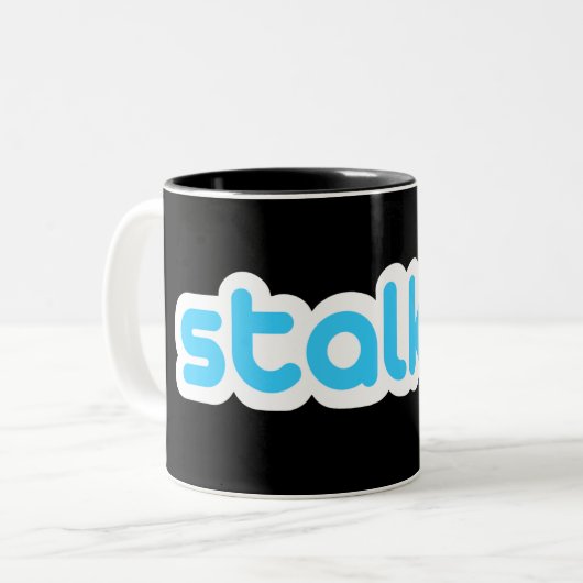 Funny stalker tweekleurige koffiemok (Voorkant links)