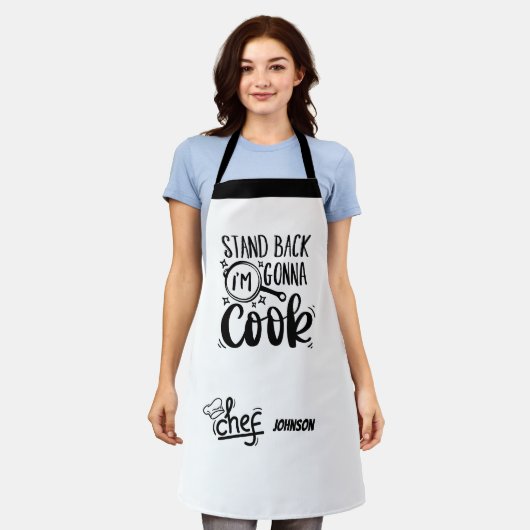 Funny Stand Back Ik ga naam koken Schort (Gedragen)
