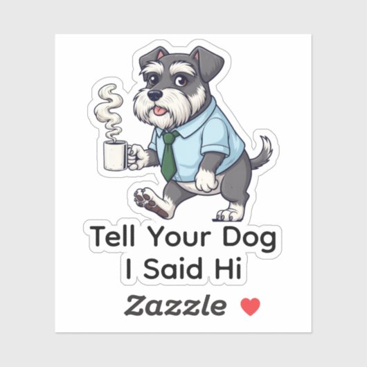 Funny Standard Schnauzer Dog Business Suit Coffee  Sticker (Vel)