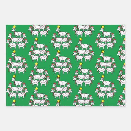 Funny Stapelde Santa Goats Inpakpapier Vel (Voorkant)