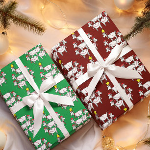 Funny Stapelde Santa Goats Inpakpapier Vel