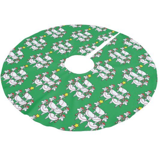 Funny Stapelde Santa Goats Kerstboom Rok (Gekanteld)