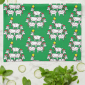 Funny Stapelde Santa Goats Theedoek (Gevouwen)