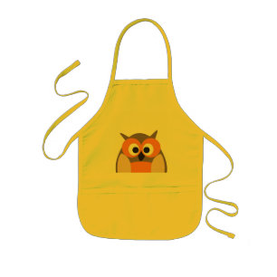 Funny staring cartoon owl apron kinder schort