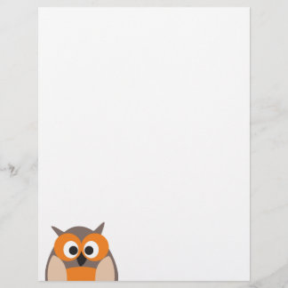 Funny staring cartoon owl Letterhead