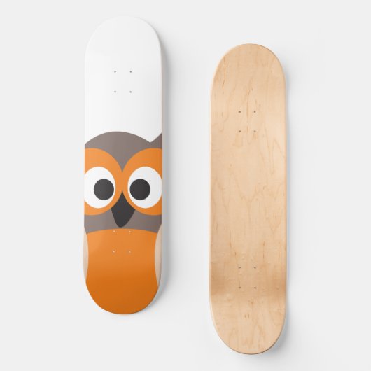 Funny staring cartoon owl skateboard (Voorkant)