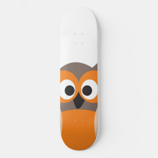 Funny staring cartoon owl skateboard
