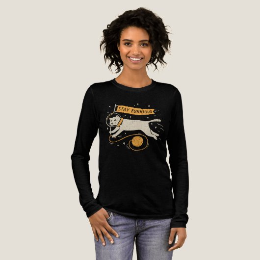 Funny Stay Furrious Cat Astronaut Space Pet Wool Tri-Blend Shirt (Voorkant)