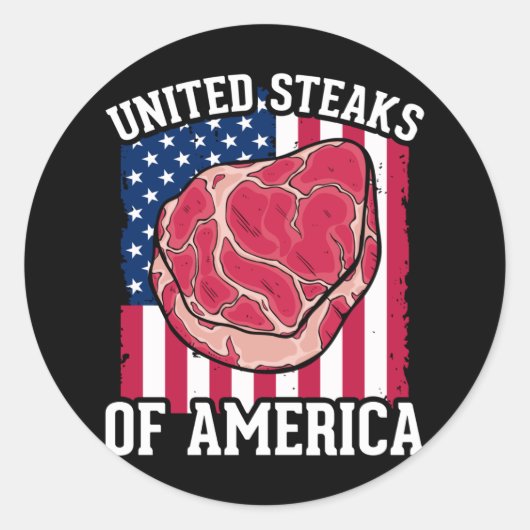 Funny Steaks Lover American Meat Butcher Humor Ronde Sticker (Voorkant)