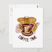 Funny steaming hot mok gezegde "Koffietijd"! Briefkaart (Voorkant / Achterkant)