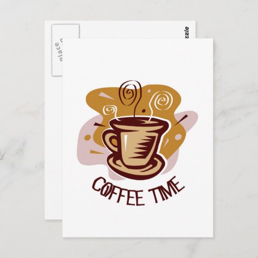 Funny steaming hot mok gezegde "Koffietijd"! Briefkaart (Voorkant / Achterkant)