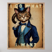 Funny Steampunk Cat in blue Jacket Poster (Voorkant)