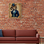 Funny Steampunk Cat in blue Jacket Poster
