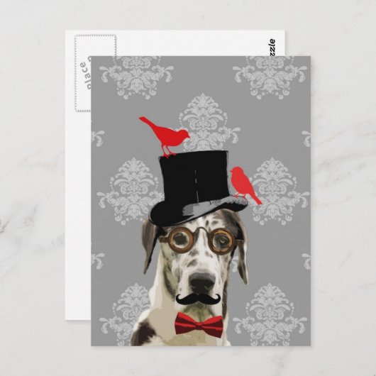 Funny steampunk dog briefkaart (Voorkant / Achterkant)