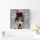 Funny steampunk dog vierkante klok (Huis)